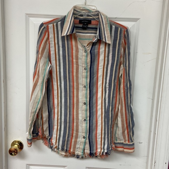 Striped Cotton Blouse size medium - Picture 1 of 13